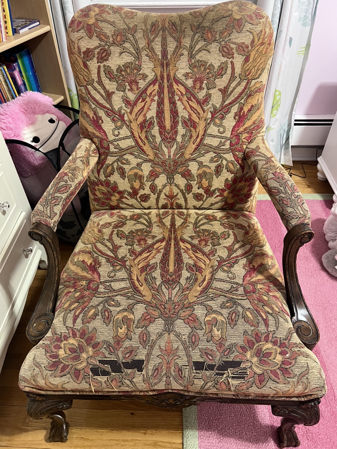 Vintage Floral Upholstered Armchair