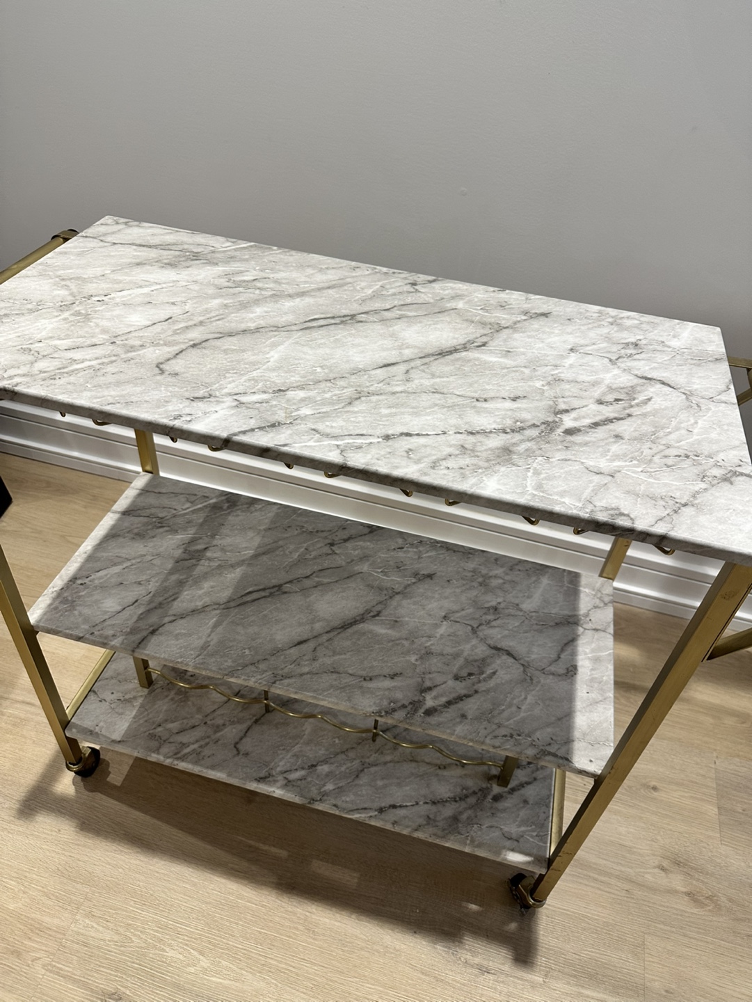 Gold Bar Cart with Marble Top - photo 4