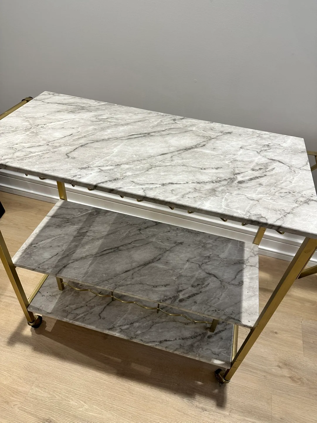 Gold Bar Cart with Marble Top image indicator(4)
