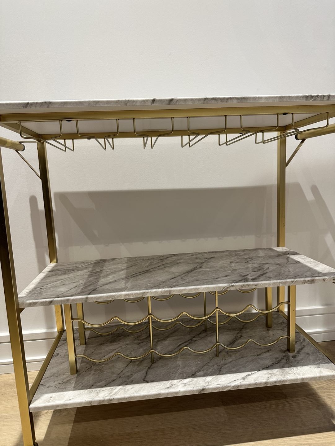 Gold Bar Cart with Marble Top - photo 2