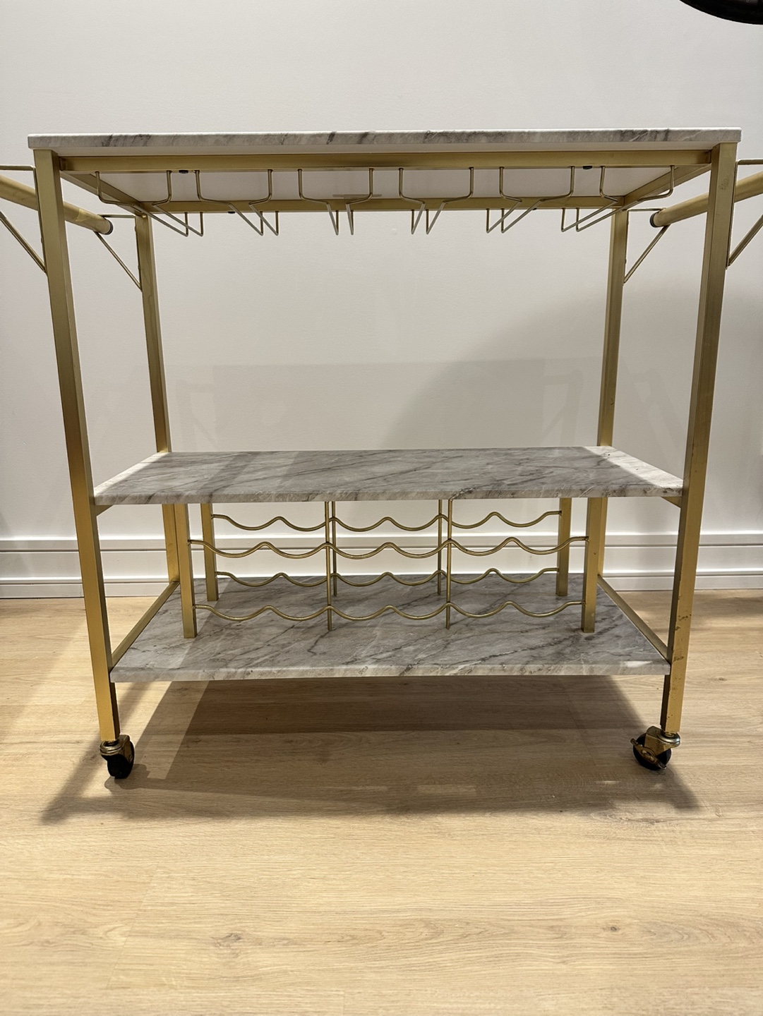 Gold Bar Cart with Marble Top - photo 5