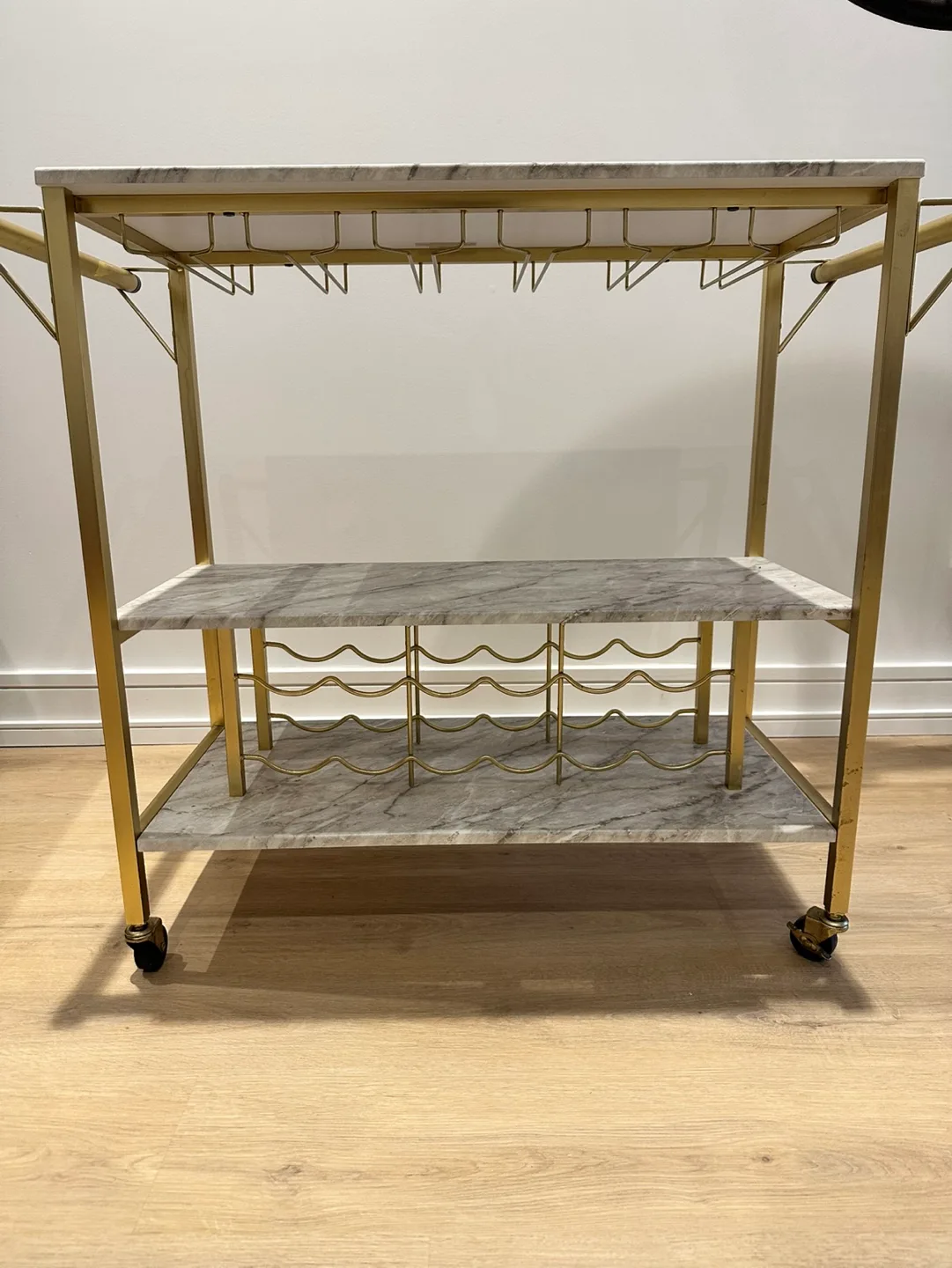 Gold Bar Cart with Marble Top image indicator(5)