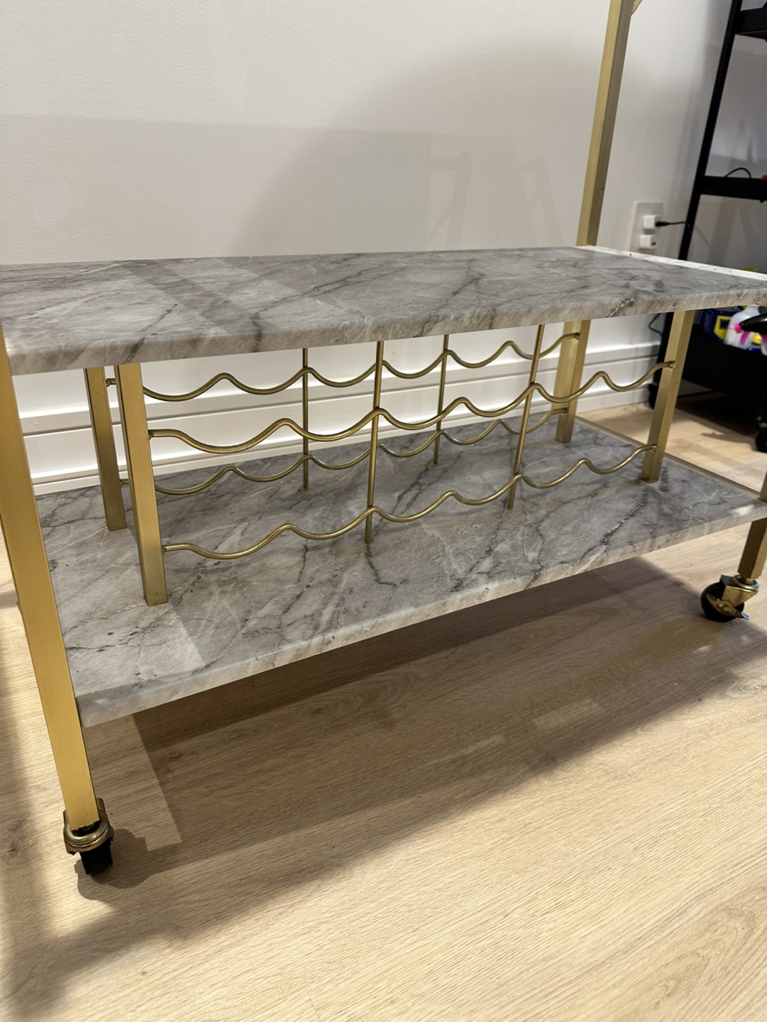 Gold Bar Cart with Marble Top - photo 3