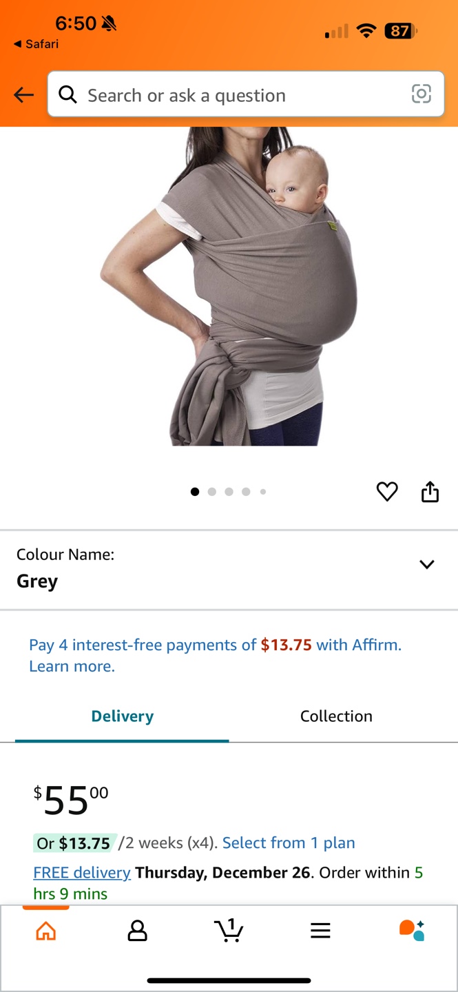 Boba Baby Wrap Carrier Newborn to Toddler Grey - photo 2