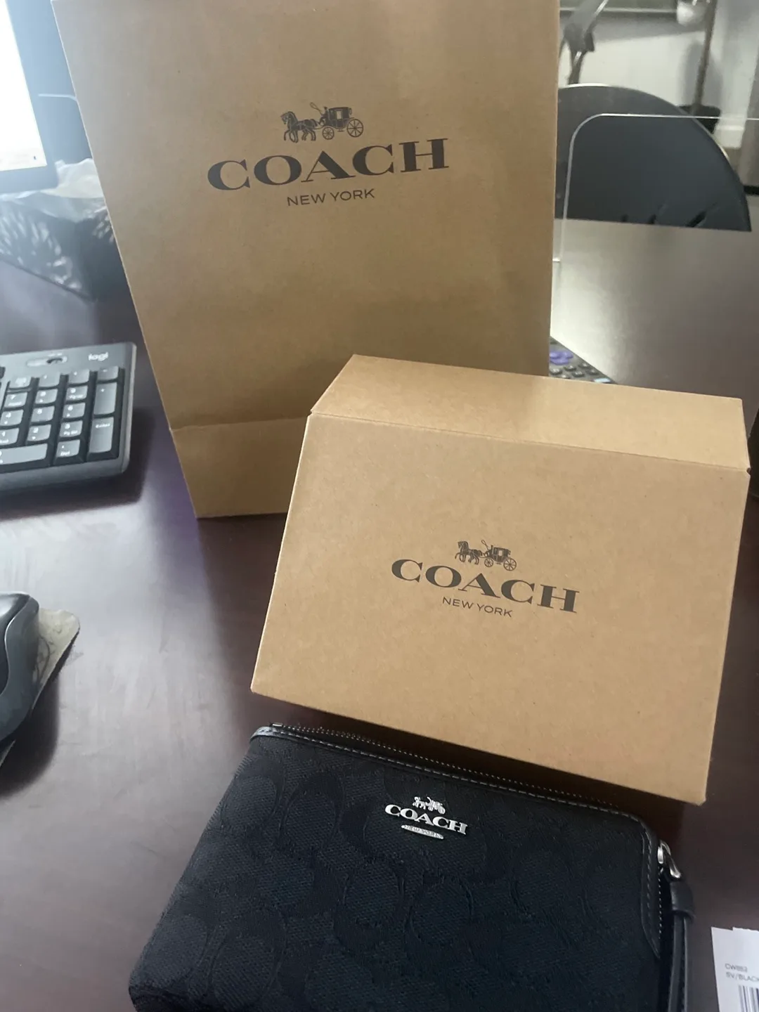 Coach Black Signature Zip Around Wallet image indicator(2)