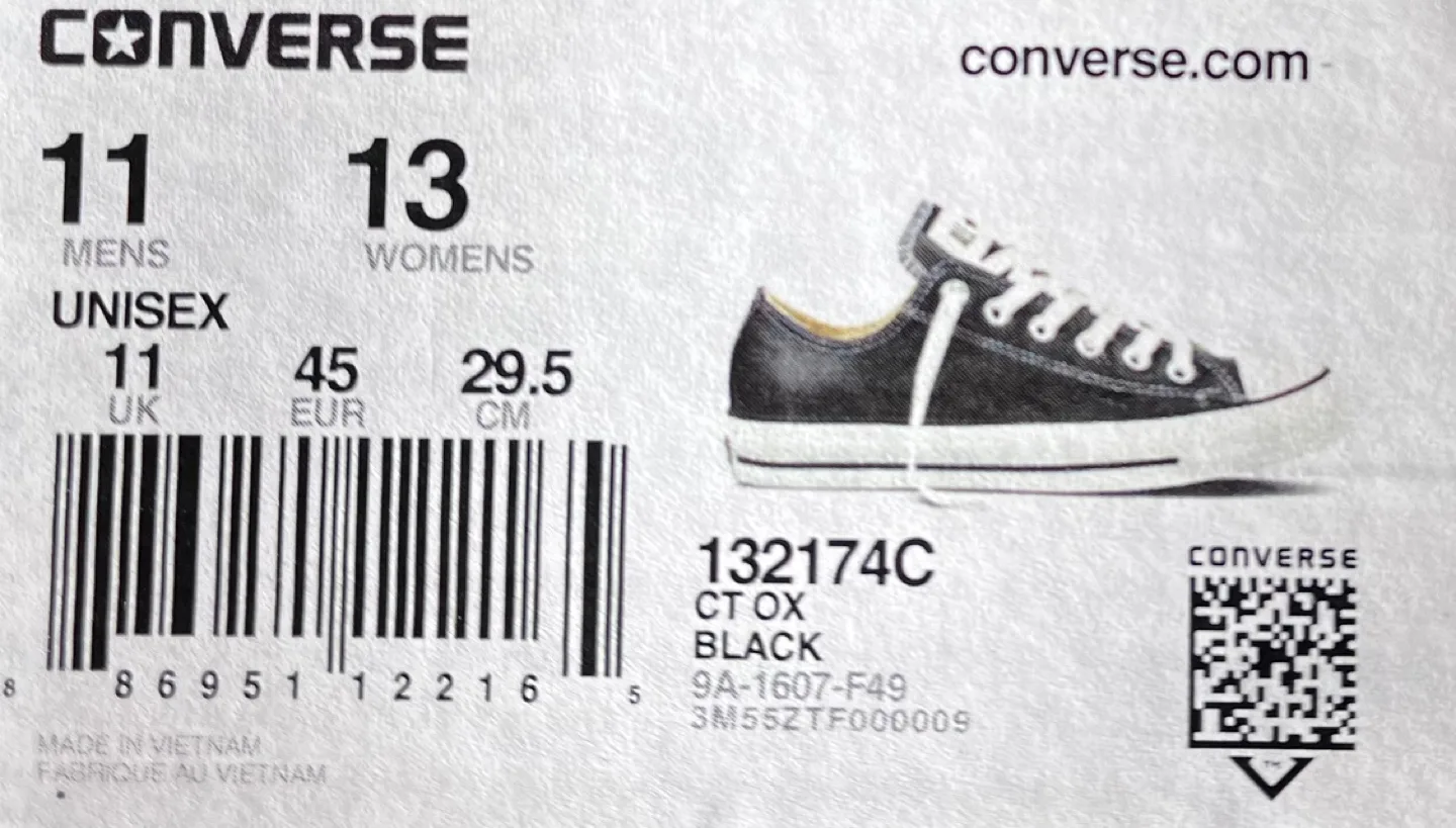 Converse Leather Black Low Top Sneakers Size 11 image indicator(4)