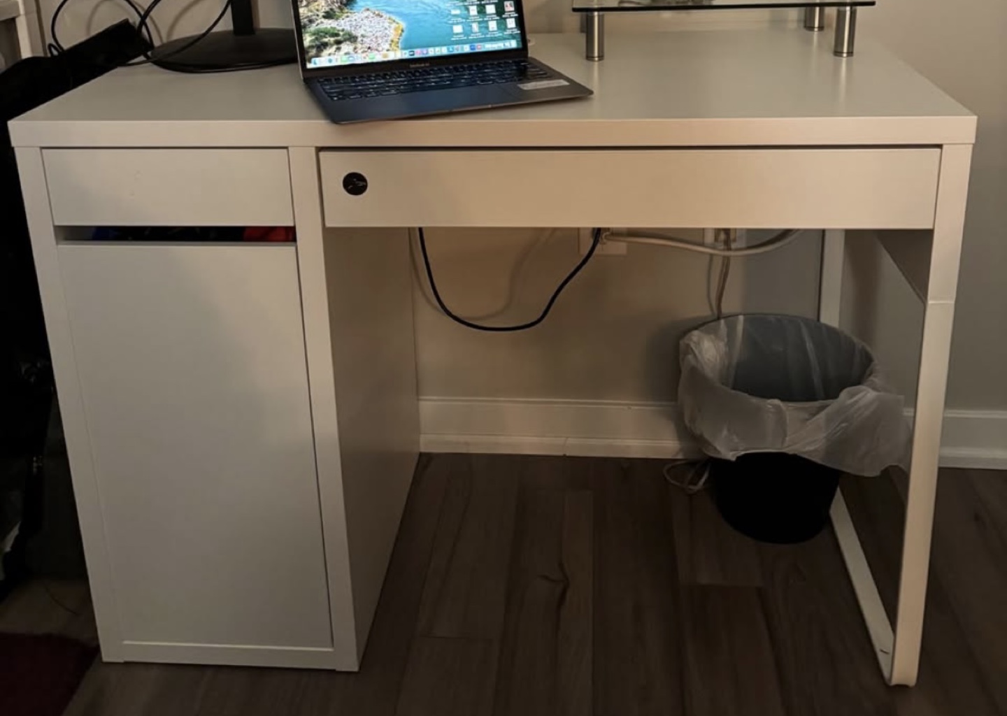 White Desk with storage compartment