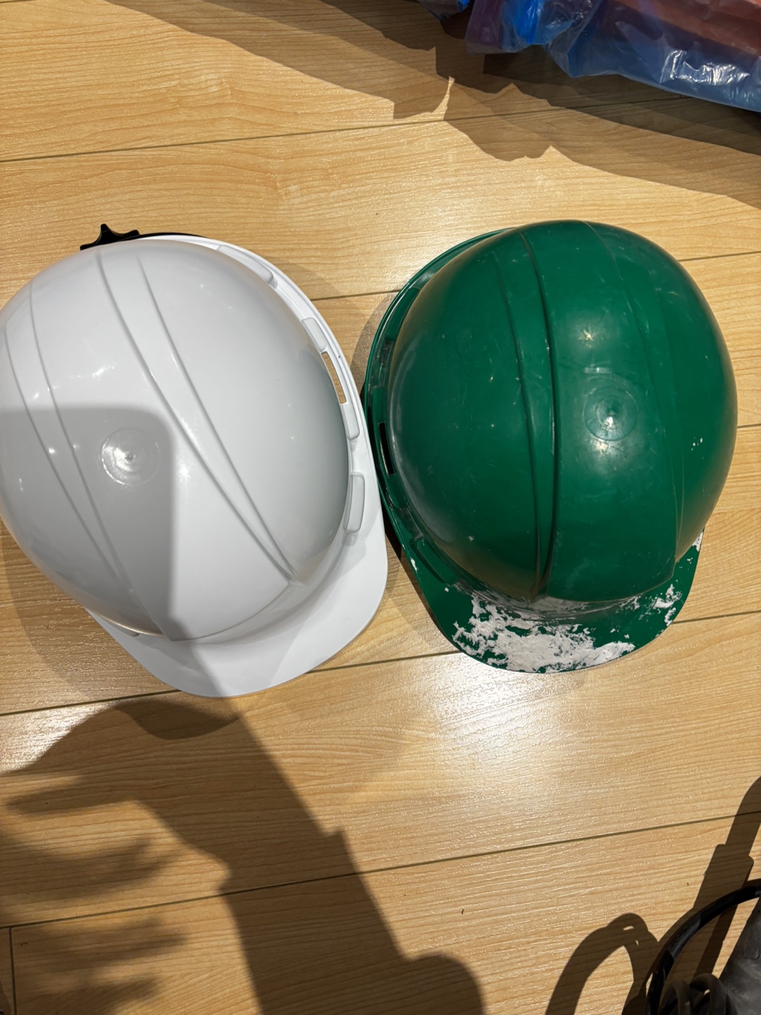 2 Hard Hats - White & Green