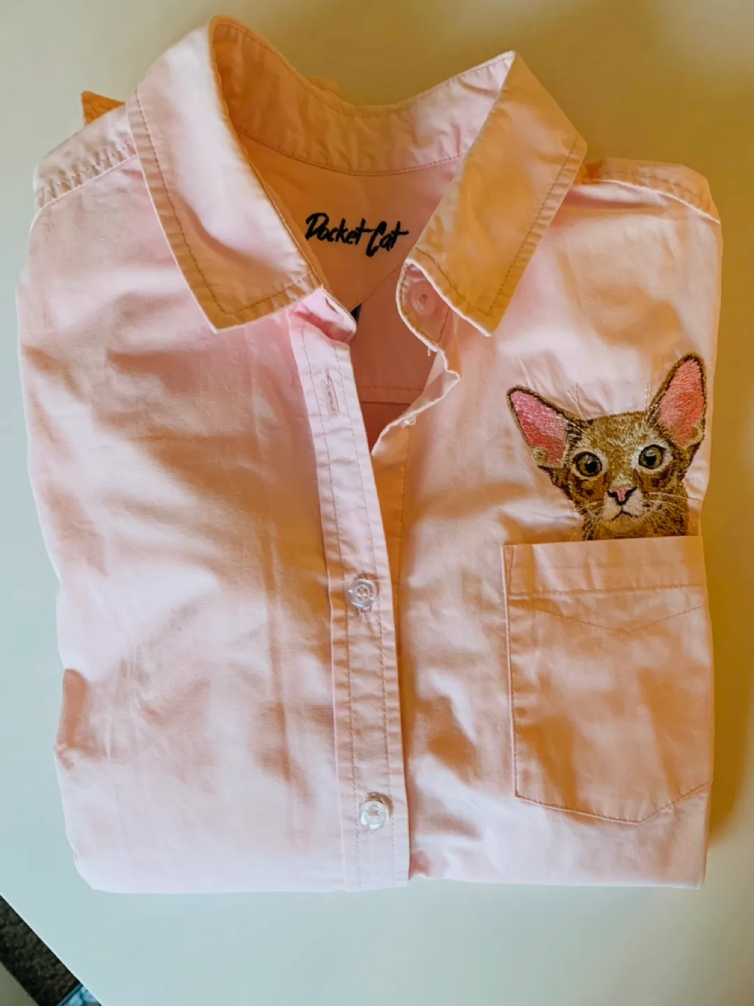 Pink Pocket Cat Button Up Shirt - Size M image indicator(5)