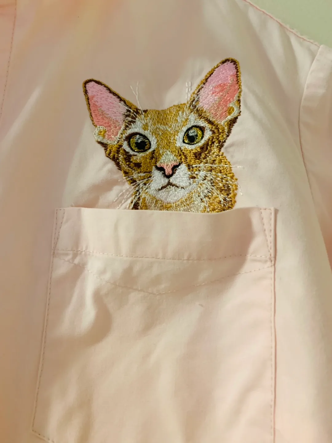 Pink Pocket Cat Button Up Shirt - Size M image indicator(2)