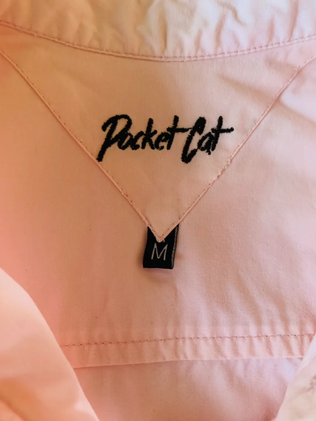 Pink Pocket Cat Button Up Shirt - Size M image indicator(4)