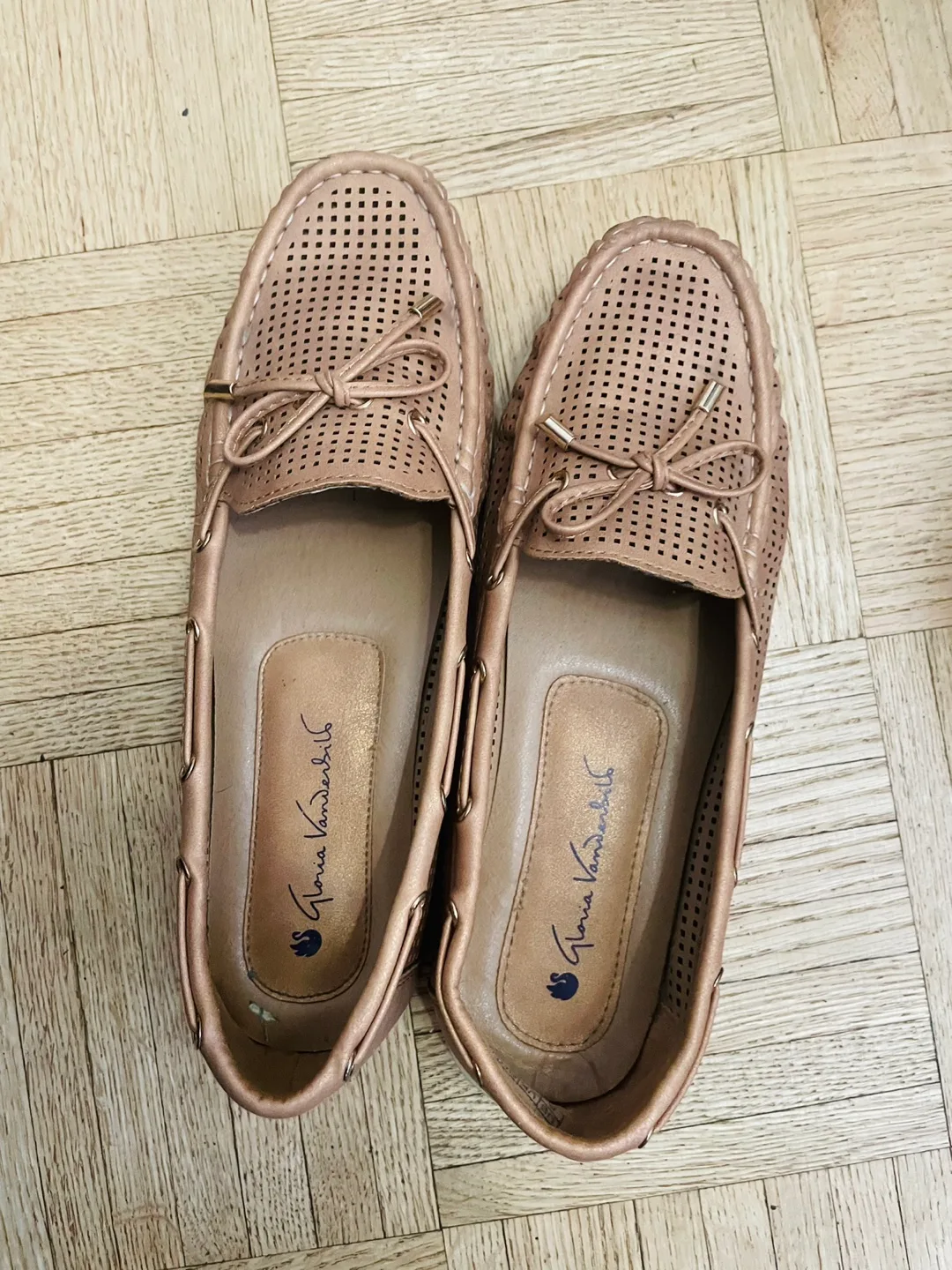 Gianni Vanucci Golden Brown Perforated Loafers thumbnail