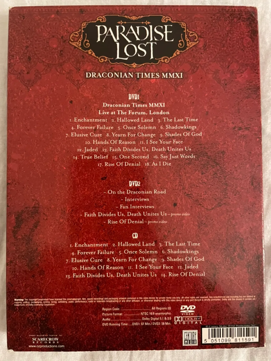 #freecycle Paradise Lost DVD Draconian Times MMXI image indicator(4)