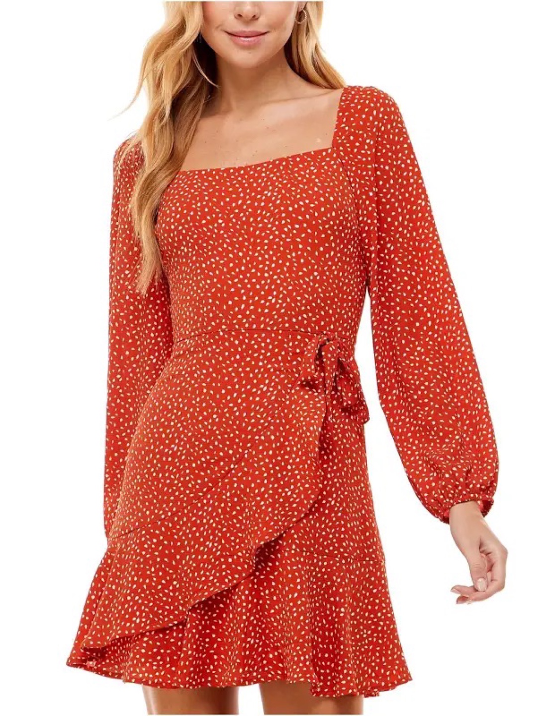 Brand New Womens Orange / Rust Side Tie Ruffled and Flare Dress - photo 4