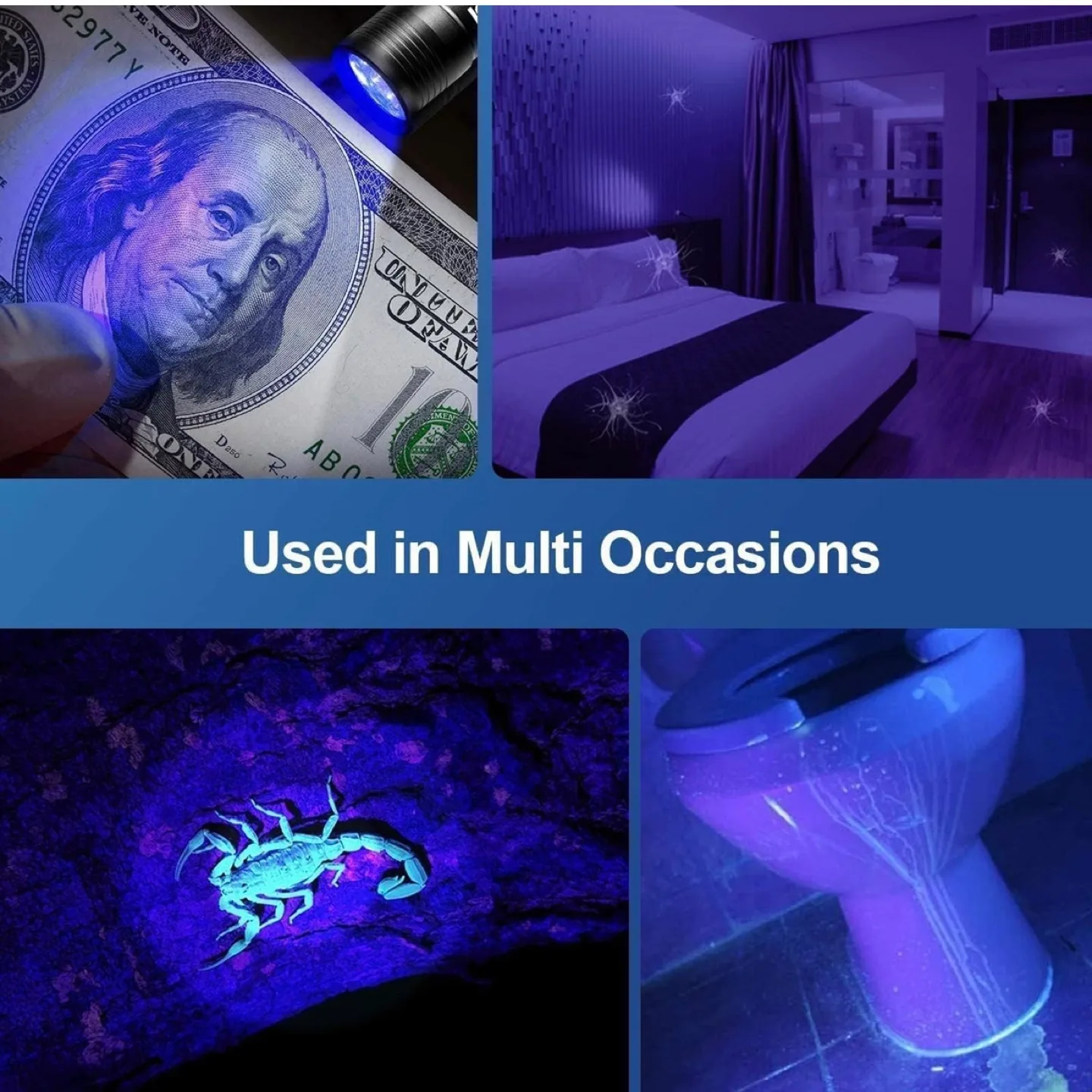 2pc Blacklight Flashlights uv Flashlight,12 LED 395nm image indicator(4)