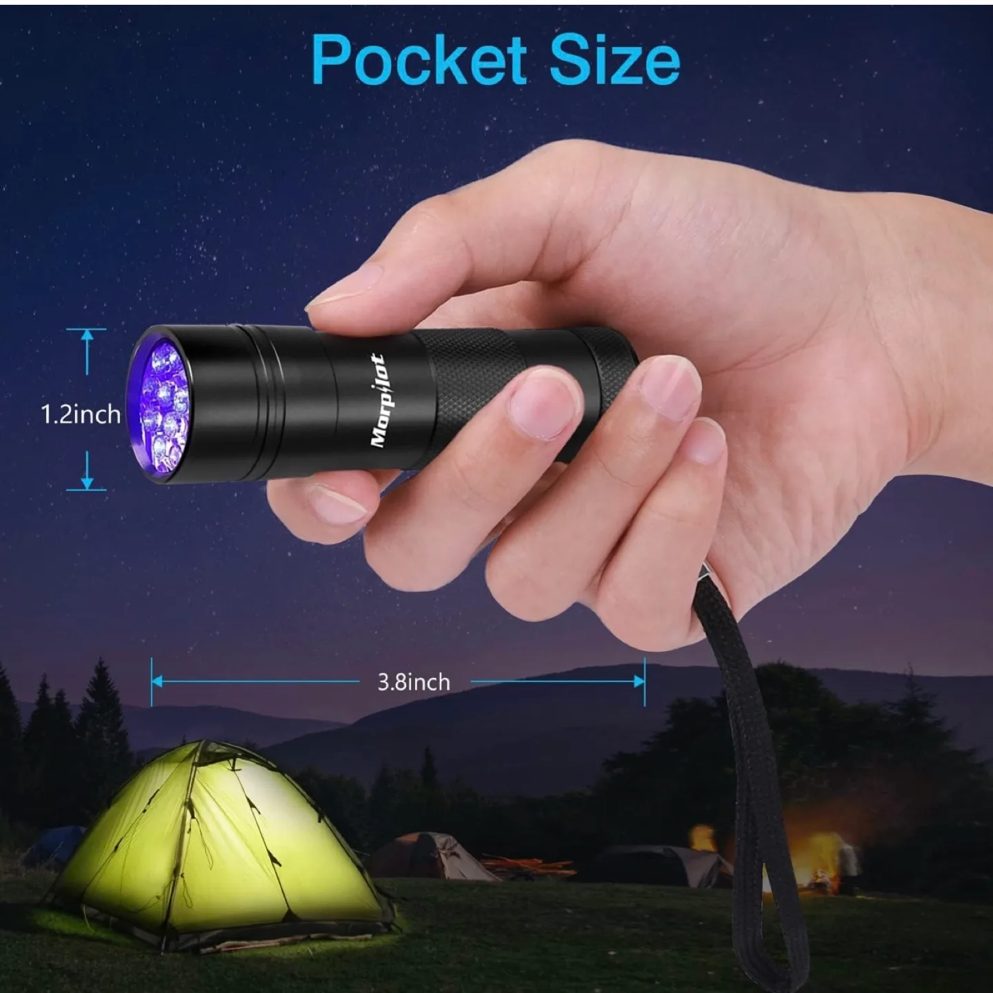 2pc Blacklight Flashlights uv Flashlight,12 LED 395nm image indicator(8)