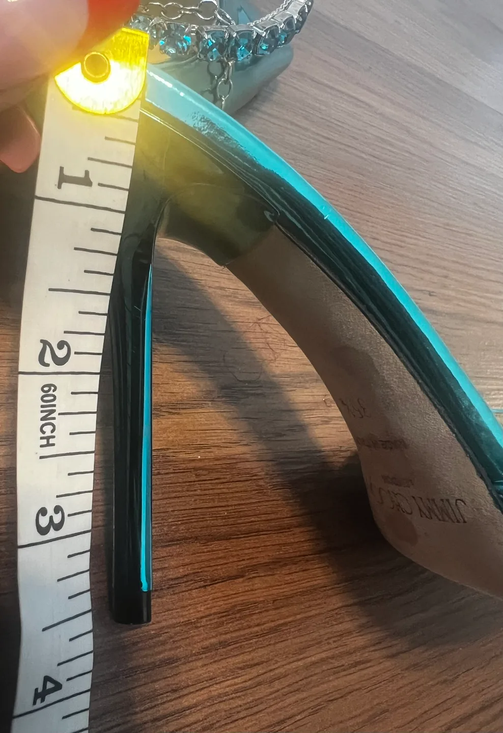 New Jimmy CHOO Blue Metallic Heels with Crystal Ankle Strap image indicator(7)