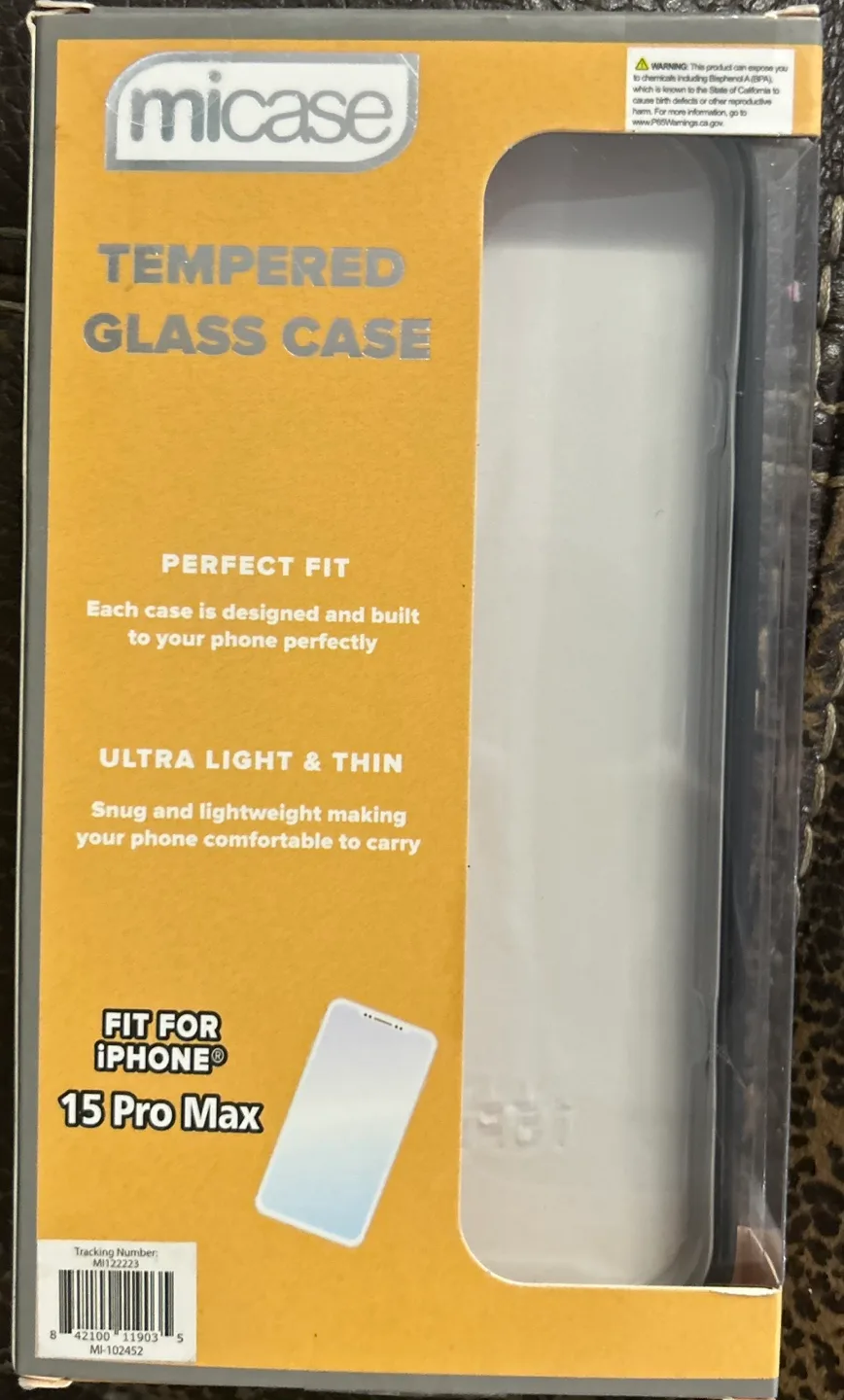 MCase iPhone 15 Pro Max Tempered Glass Case, Black Flowers image indicator(2)