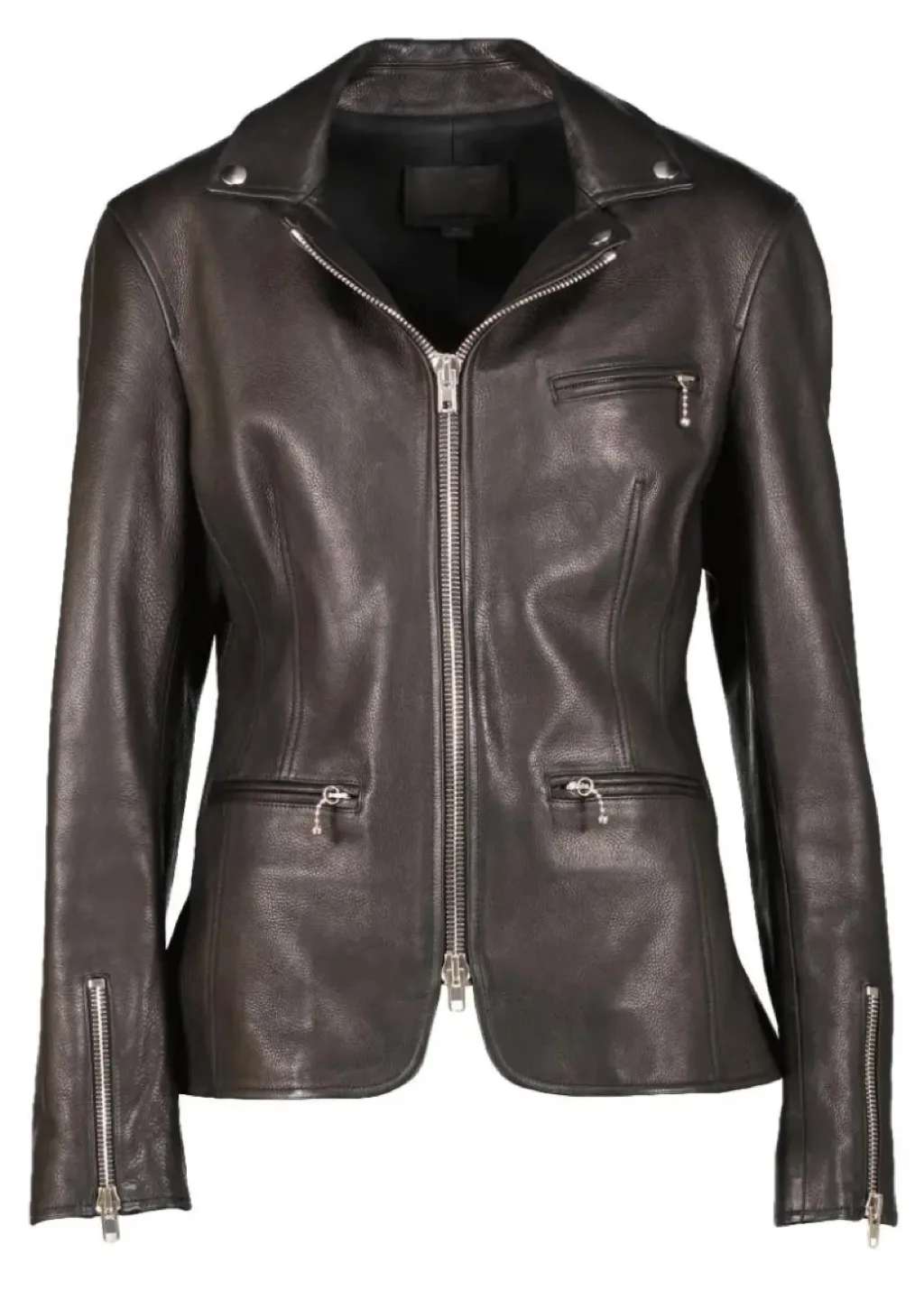 Authentic Alexander Wang Black Leather Moto Jacket Sz 8 image indicator(2)