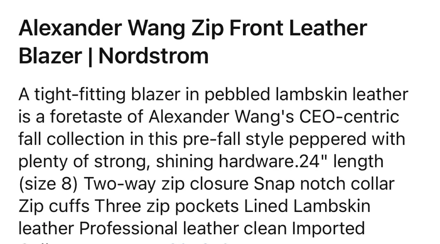 Authentic Alexander Wang Black Leather Moto Jacket Sz 8 image indicator(5)