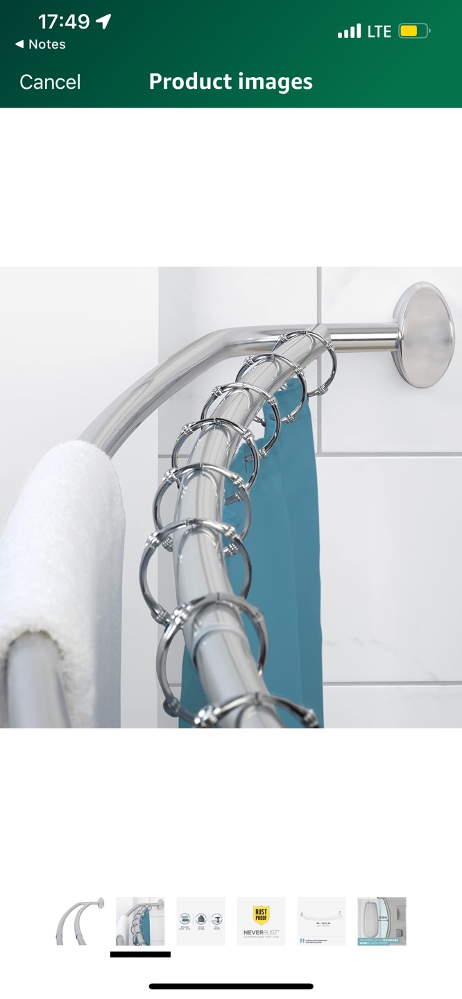 Rustproof Double Curved Shower Curtain Rod, Adjustable - photo 2