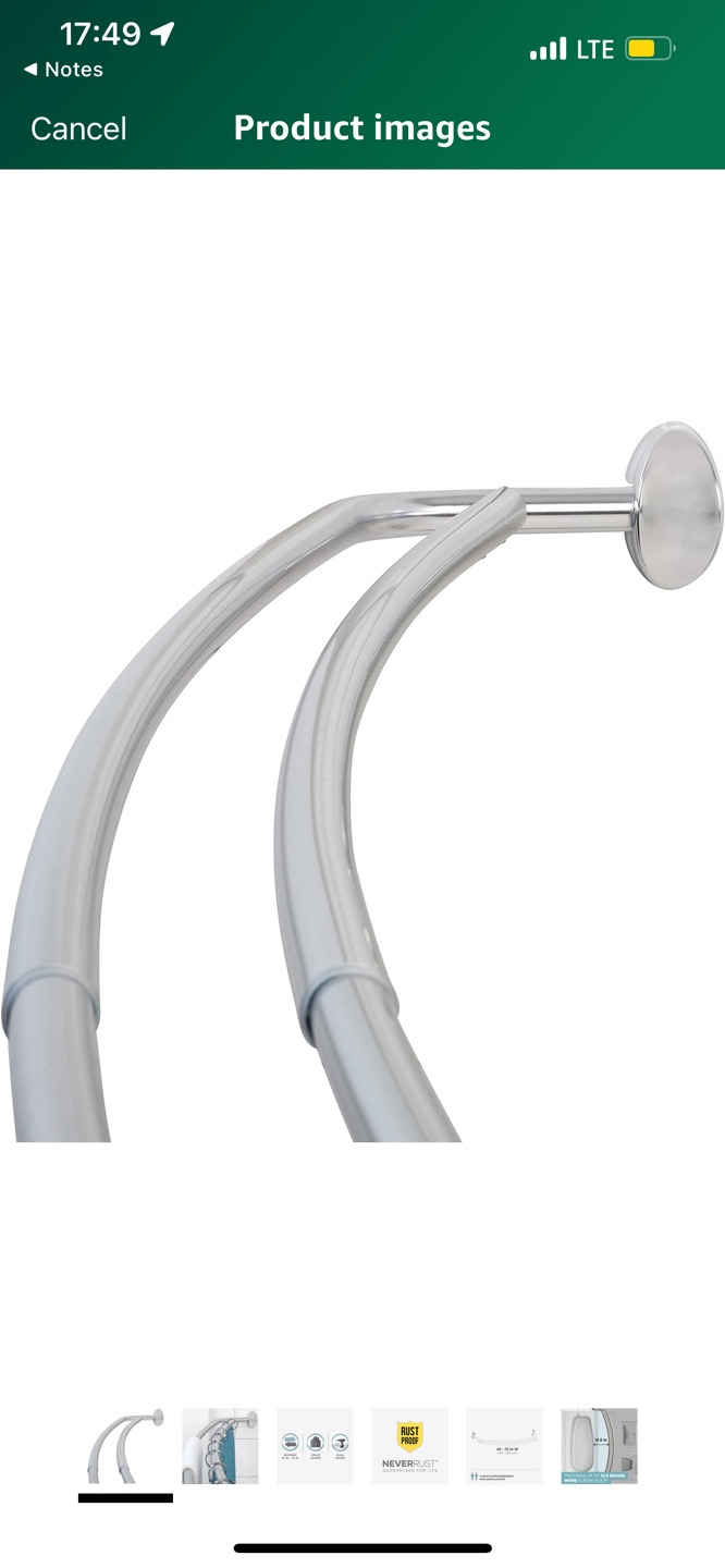 Rustproof Double Curved Shower Curtain Rod, Adjustable