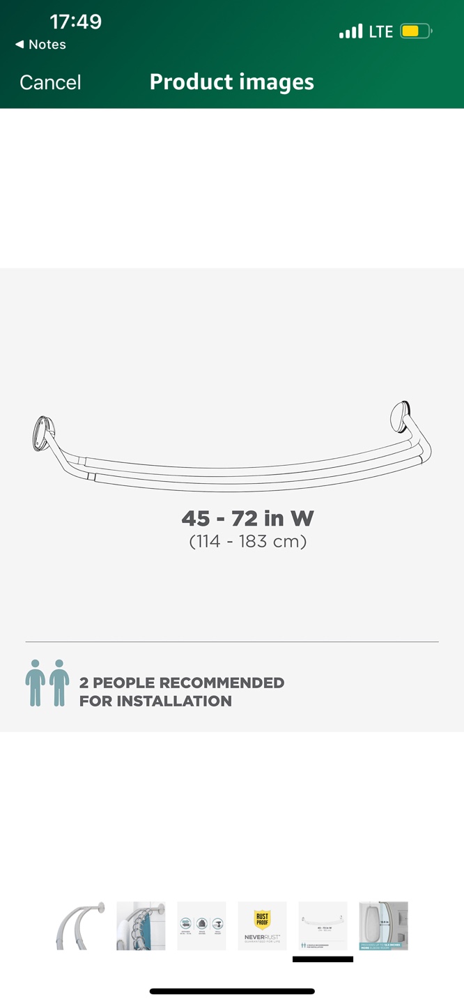 Rustproof Double Curved Shower Curtain Rod, Adjustable - photo 4