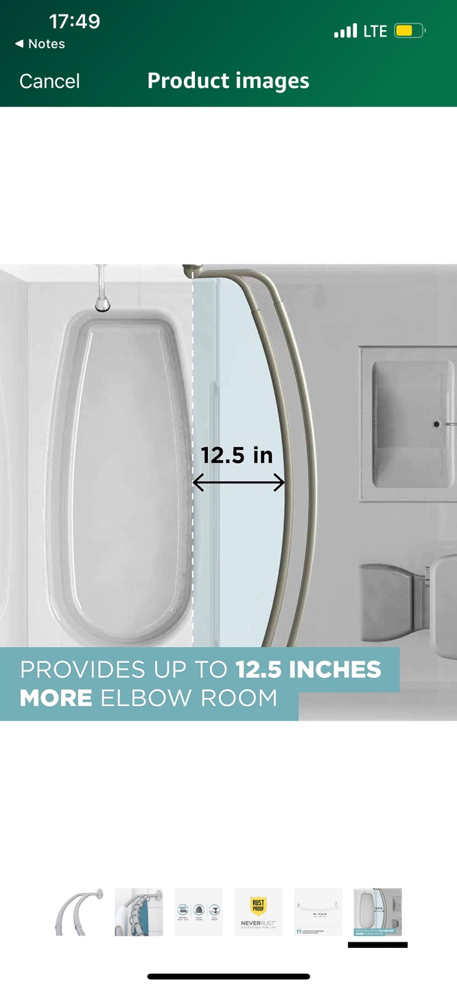 Rustproof Double Curved Shower Curtain Rod, Adjustable - photo 5