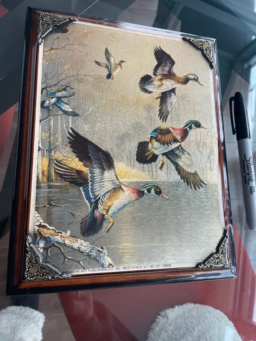 Vintage metallic mallard duck plaque image indicator(2)