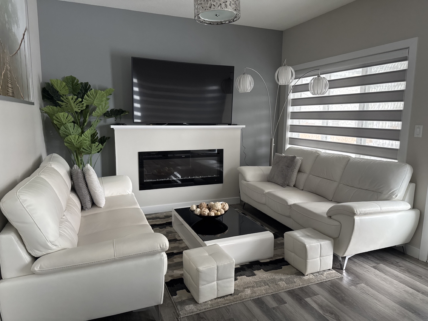 White Leather Sofa - photo 2