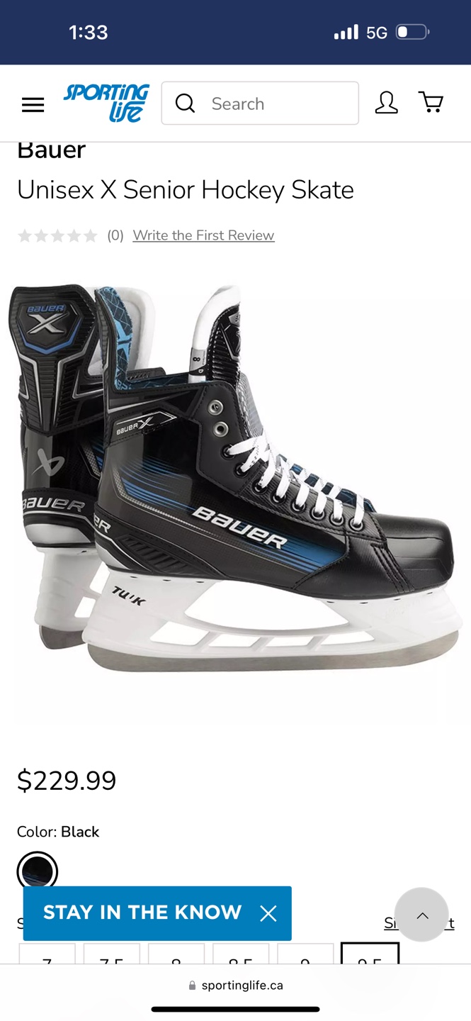 Bauer X Senior Hockey Skates Size 9.5 D