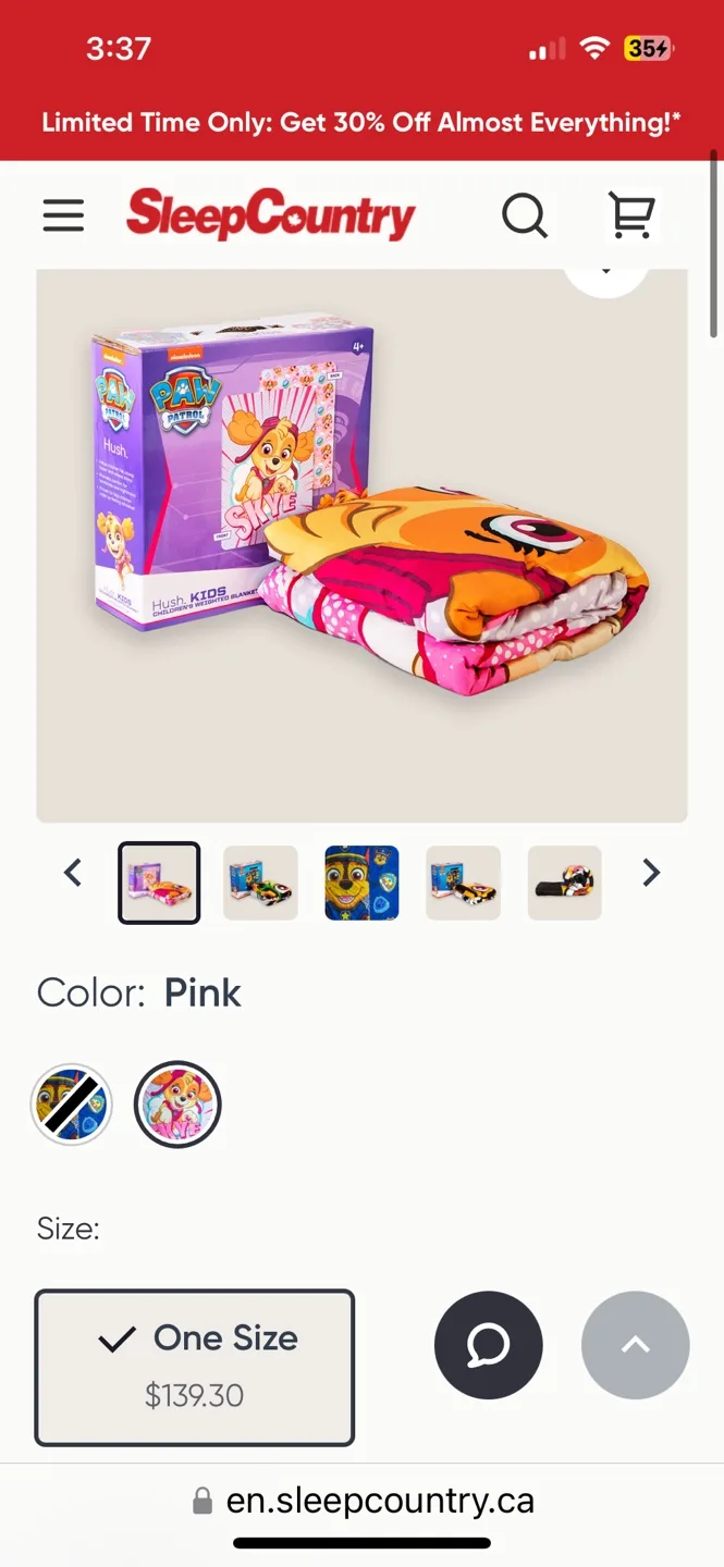 Brand new Hush kids weighted blanket paw patrol skye image indicator(2)