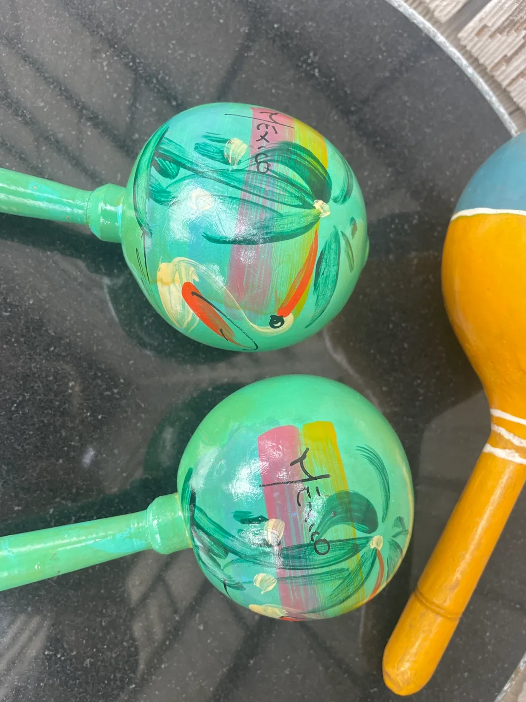Hand painted maracas lot of three Mexico image indicator(2)