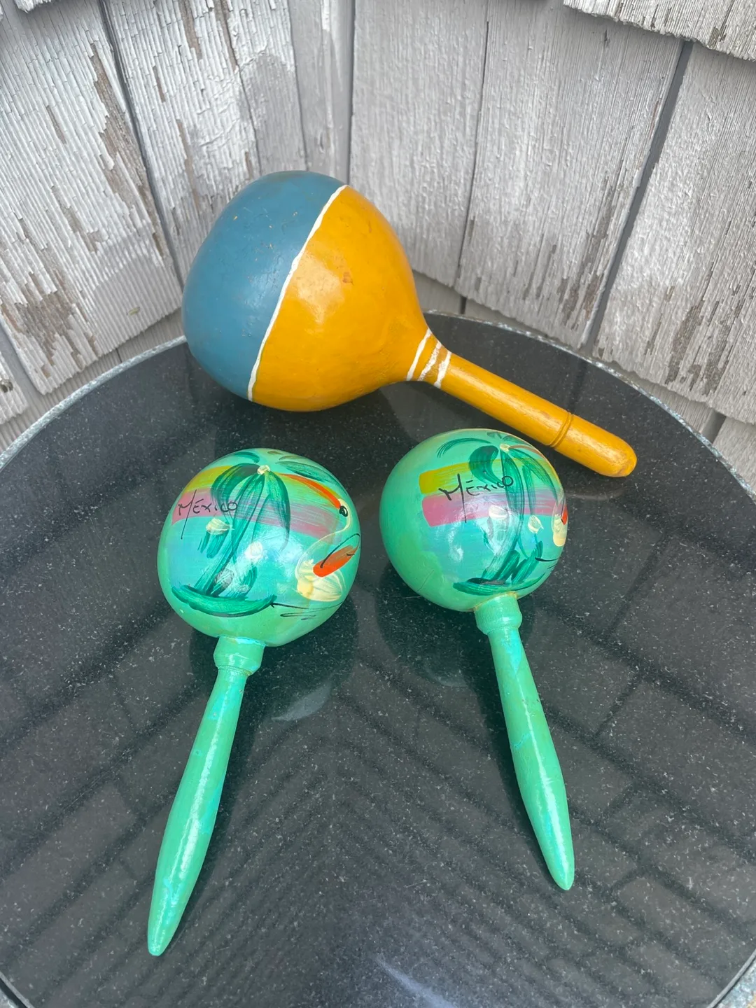 Hand painted maracas lot of three Mexico image indicator(3)