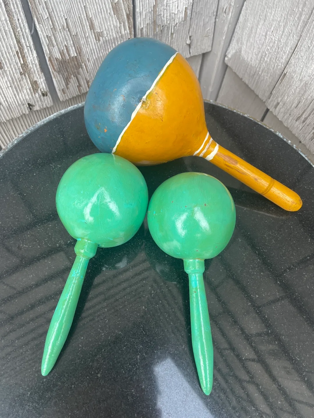 Hand painted maracas lot of three Mexico image indicator(6)