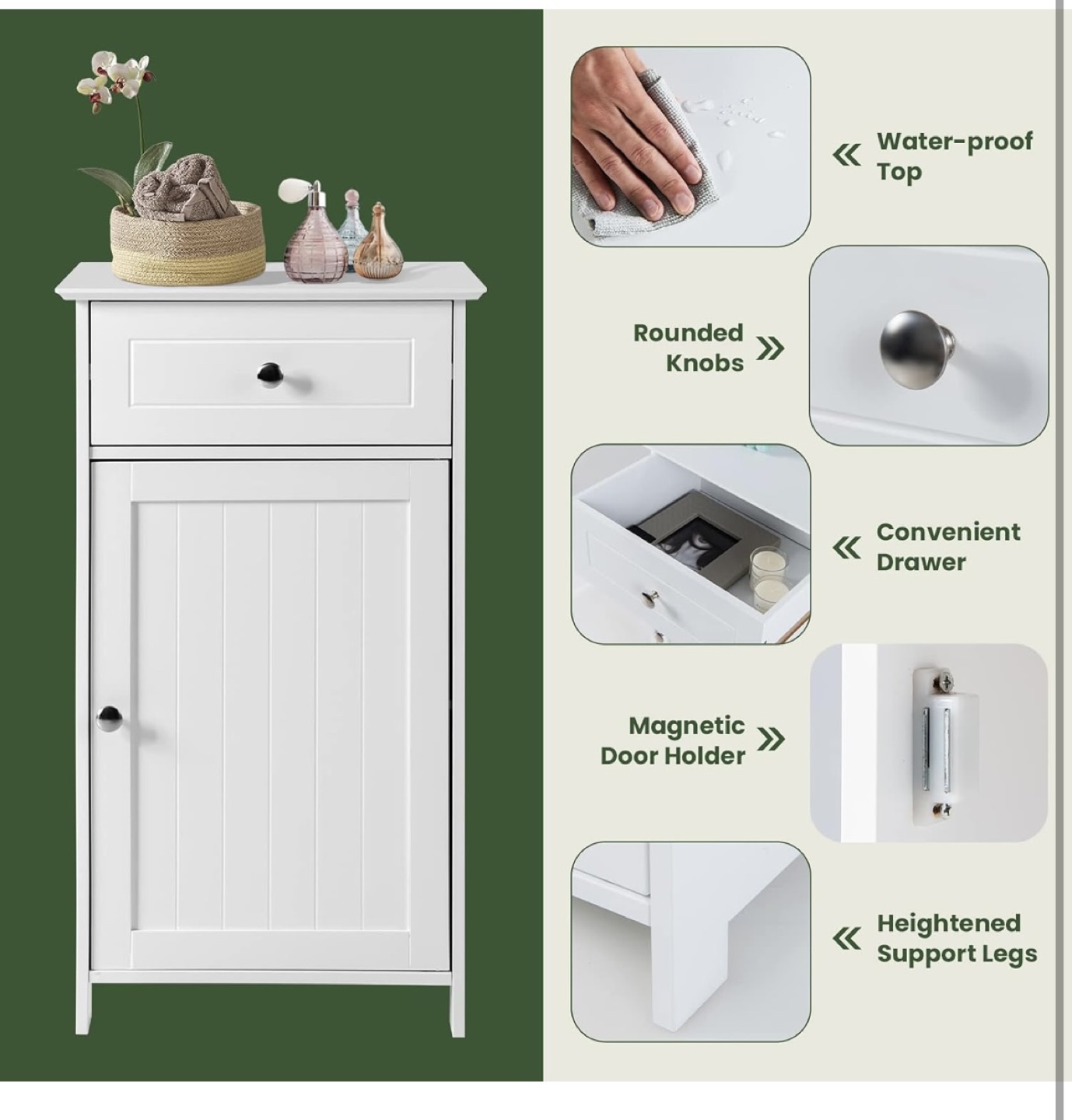 White Bathroom Cabinet with Drawer - photo 5