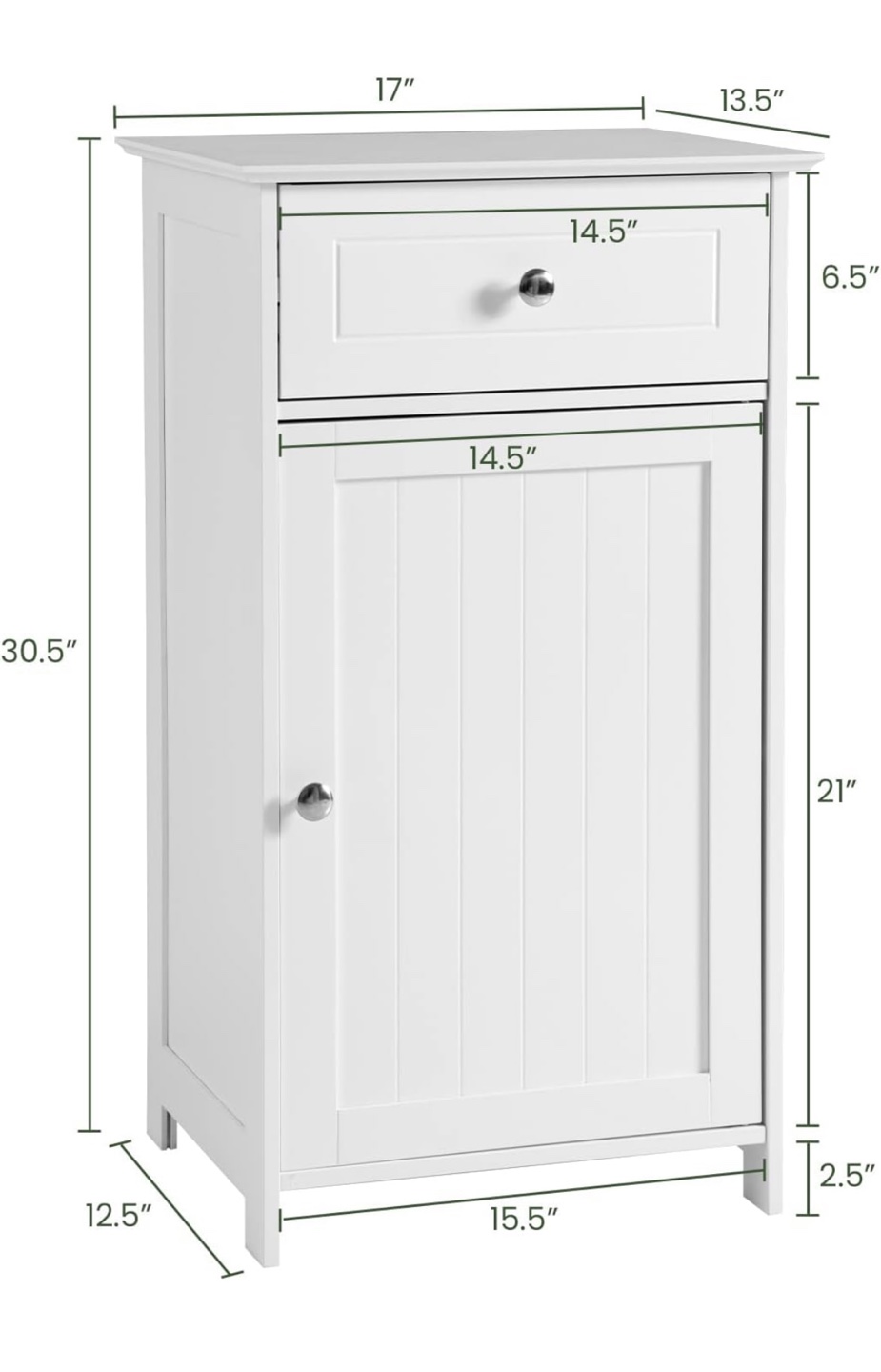 White Bathroom Cabinet with Drawer - photo 4