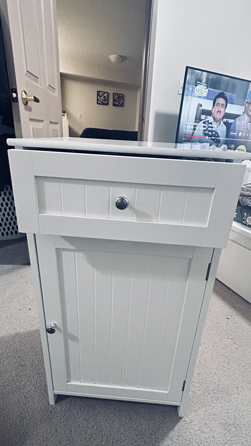 White Bathroom Cabinet with Drawer - photo 2