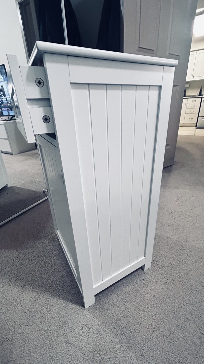 White Bathroom Cabinet with Drawer - photo 3