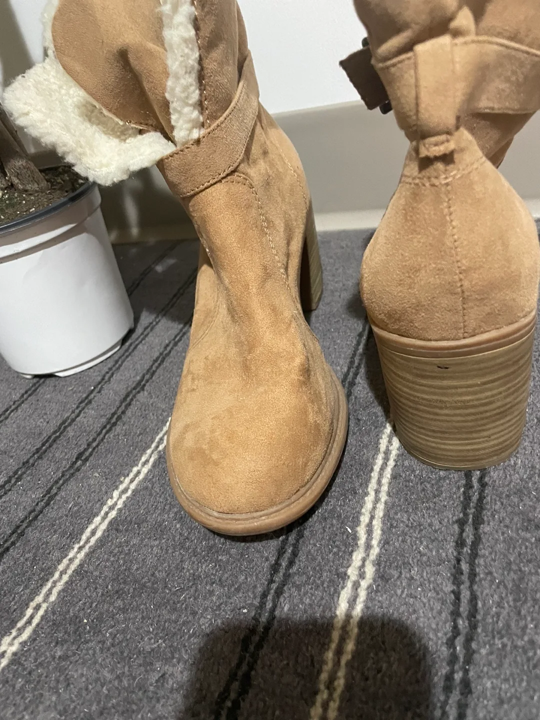 Brown Suede Buckle Booties image indicator(2)