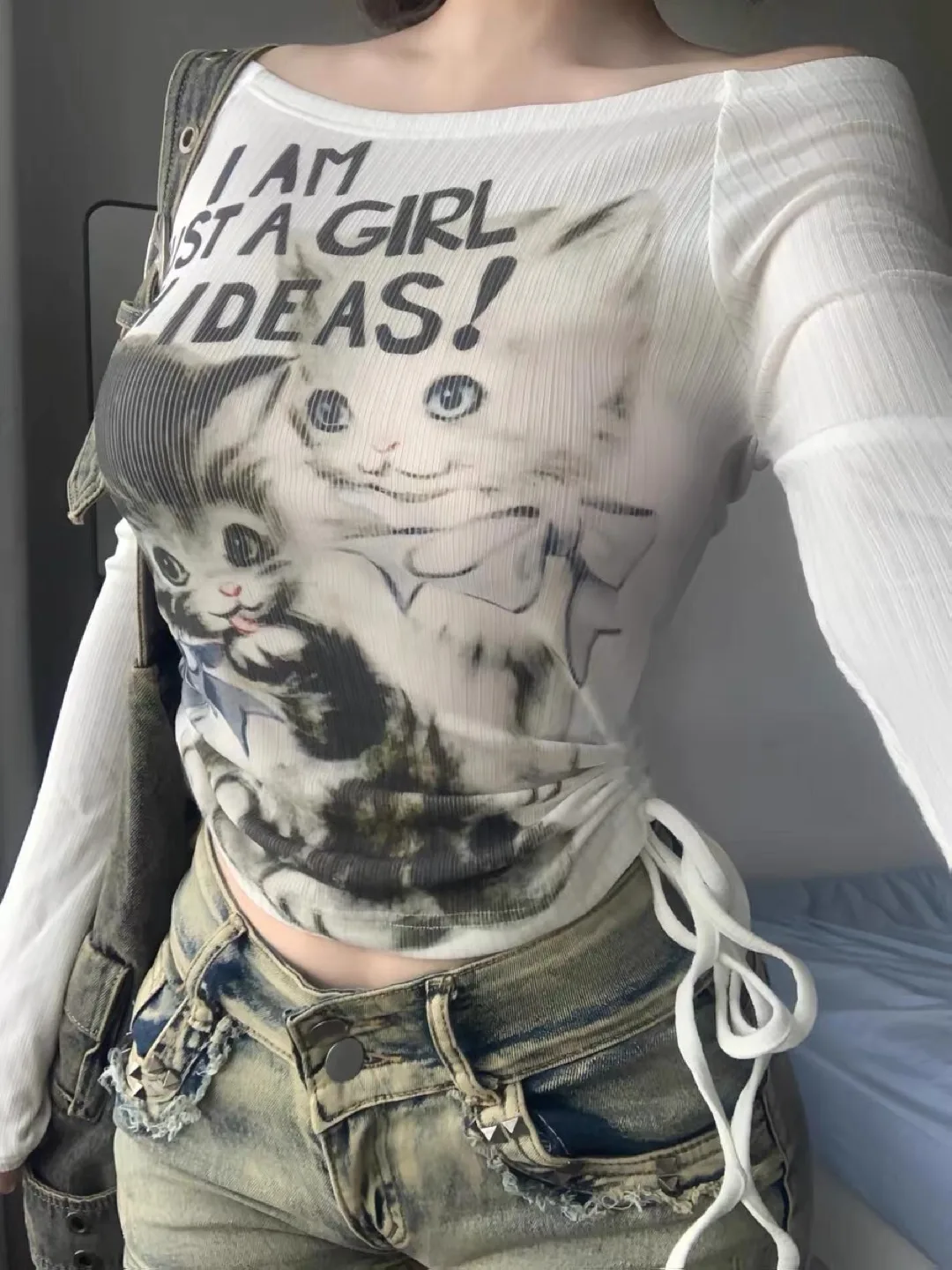 off shoulder cat shirt image indicator(2)