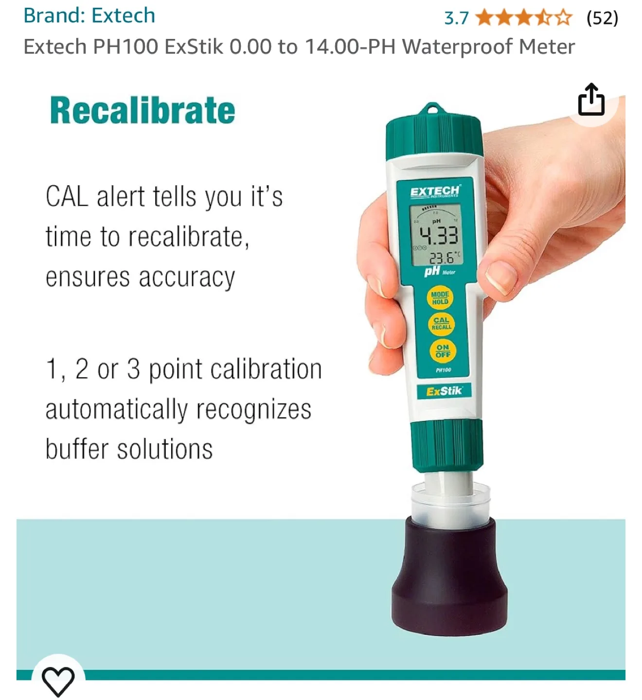 Extech PH100 ExStik Waterproof pH Meter image indicator(5)