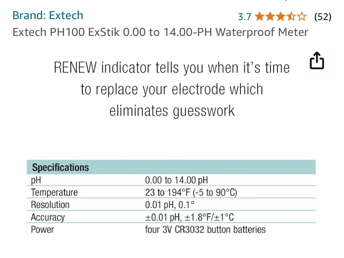 Extech PH100 ExStik Waterproof pH Meter image indicator(8)