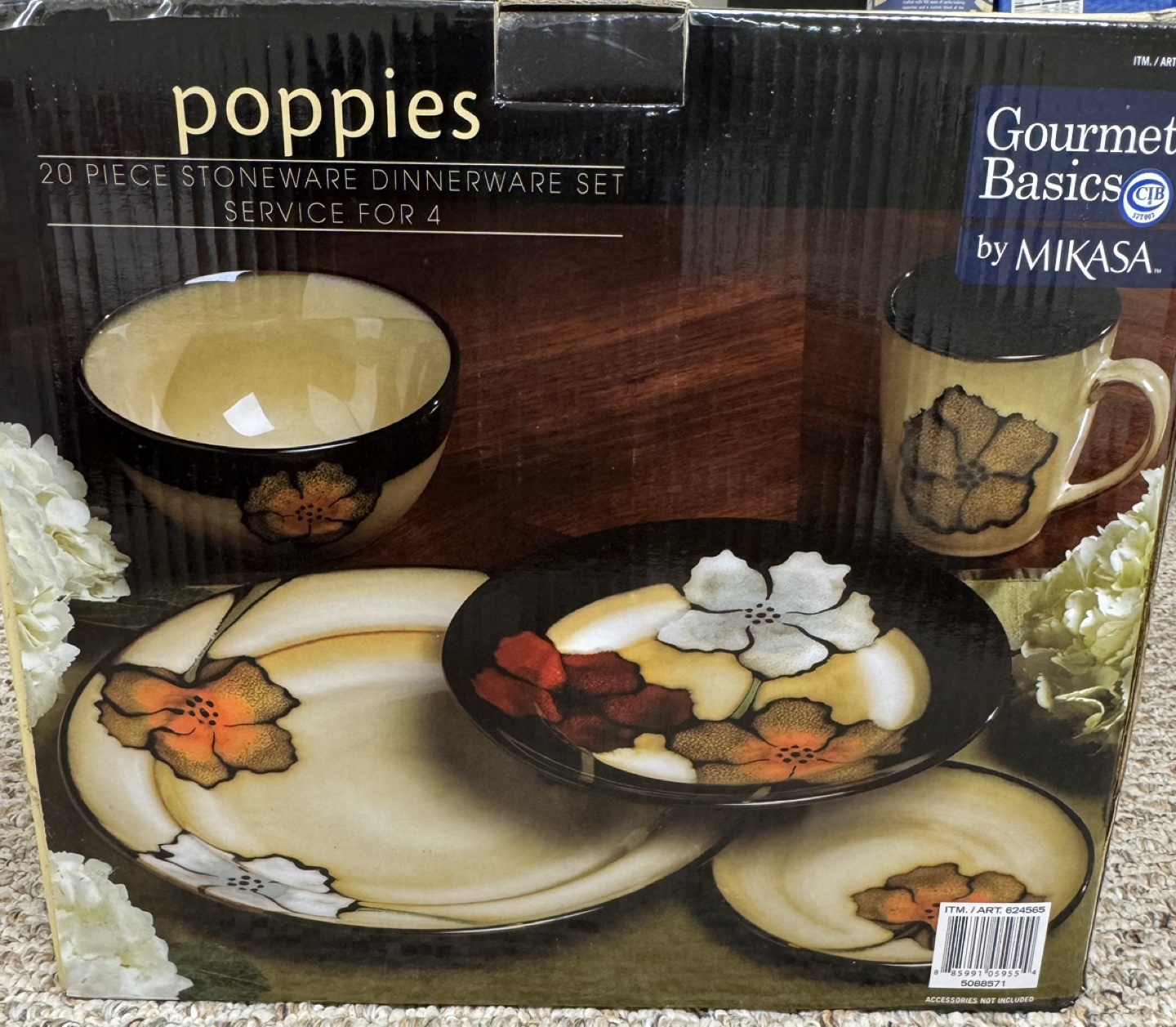 Mikasa Gourmet Basics Poppies 20 Piece Dinnerware Set