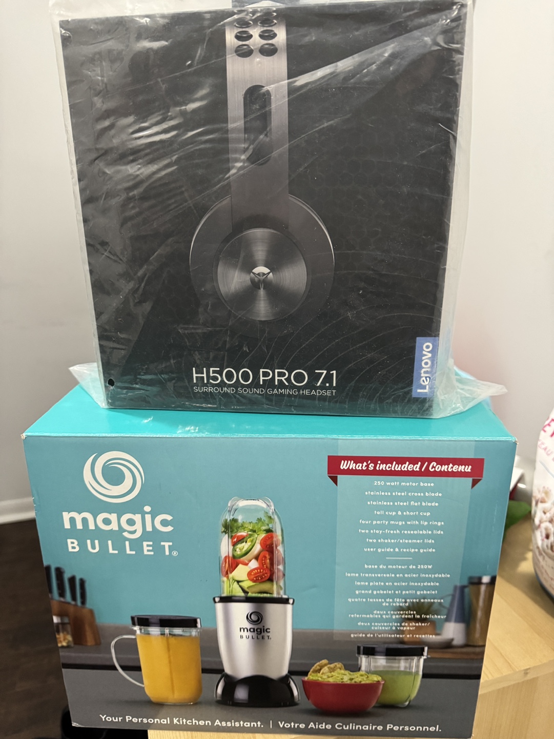 Magic Bullet Blender and Lenovo H500 Pro 7.1 Gaming Headset