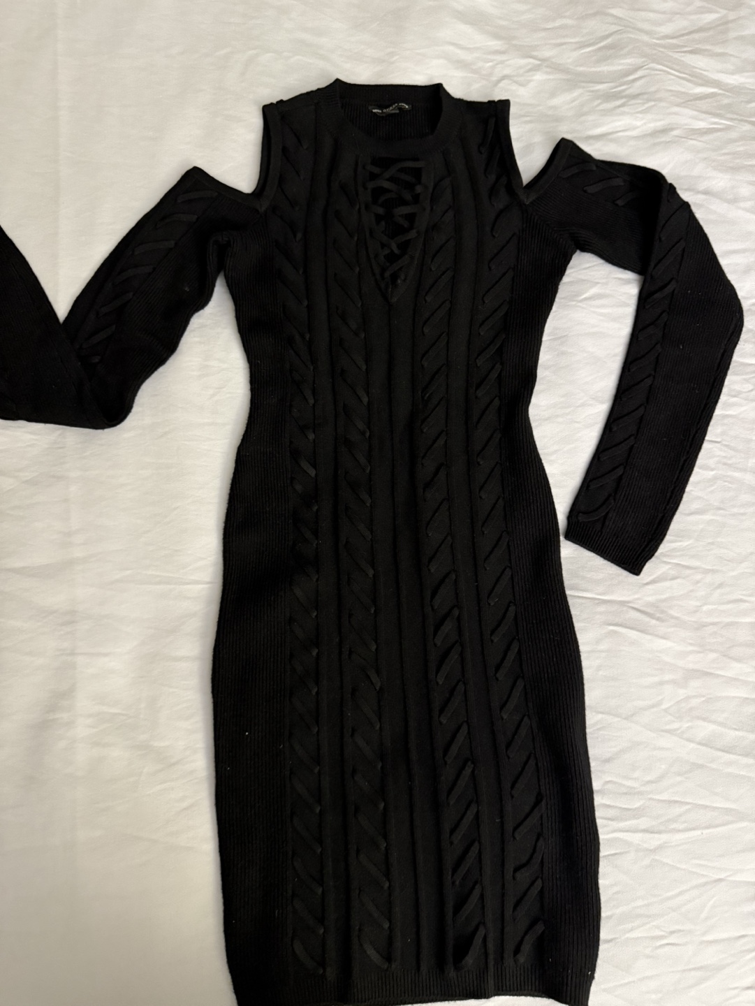 Black Cold Shoulder Knit Dress