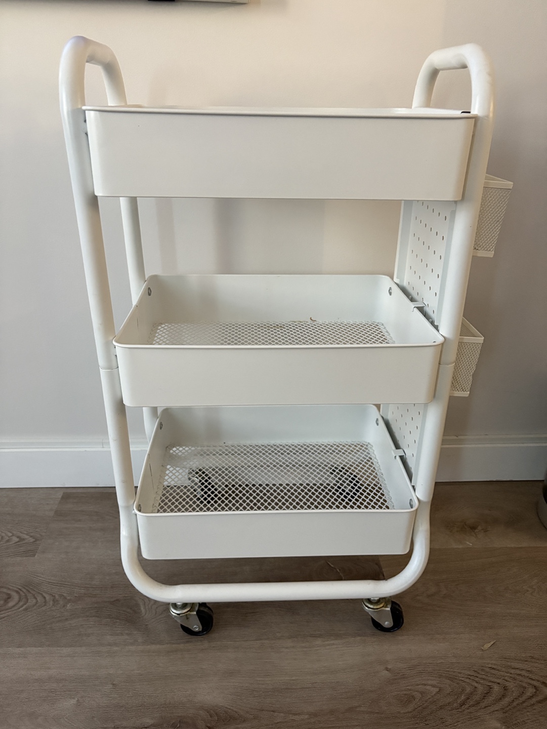 White Rolling Cart with 3 Shelves
