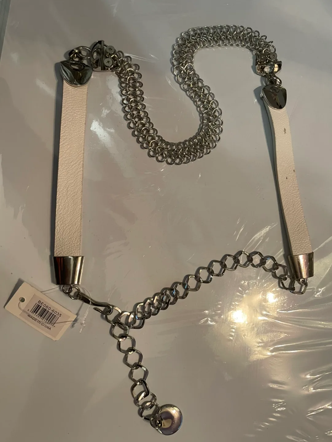 White Leather Chain Belt image indicator(2)