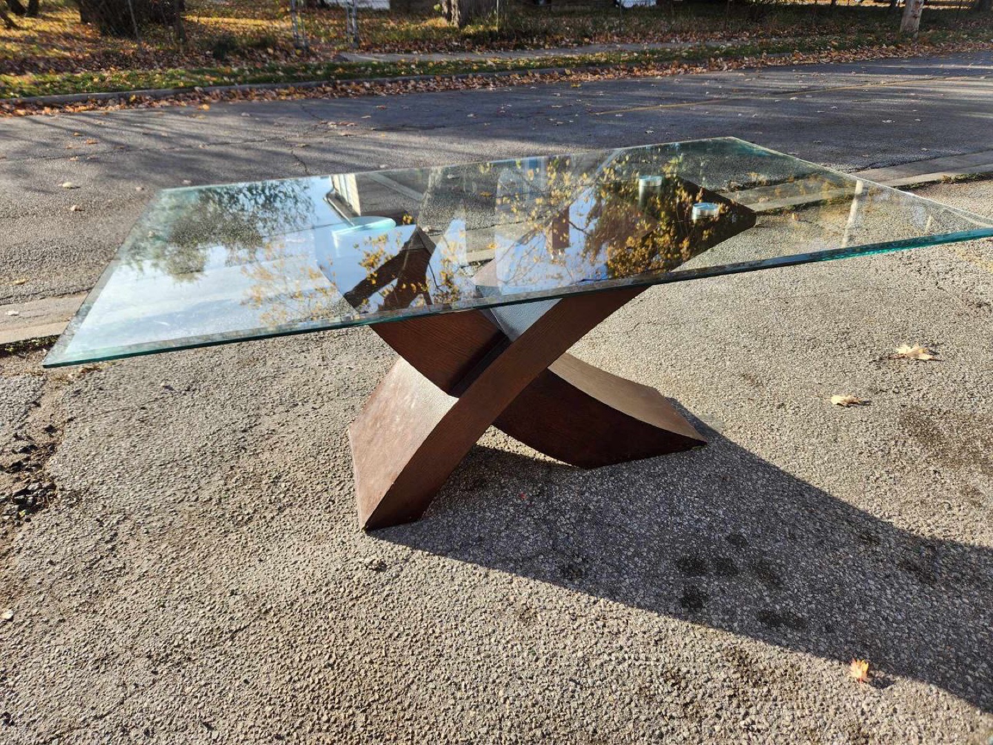 Glass and Wood Dinner Table - photo 2
