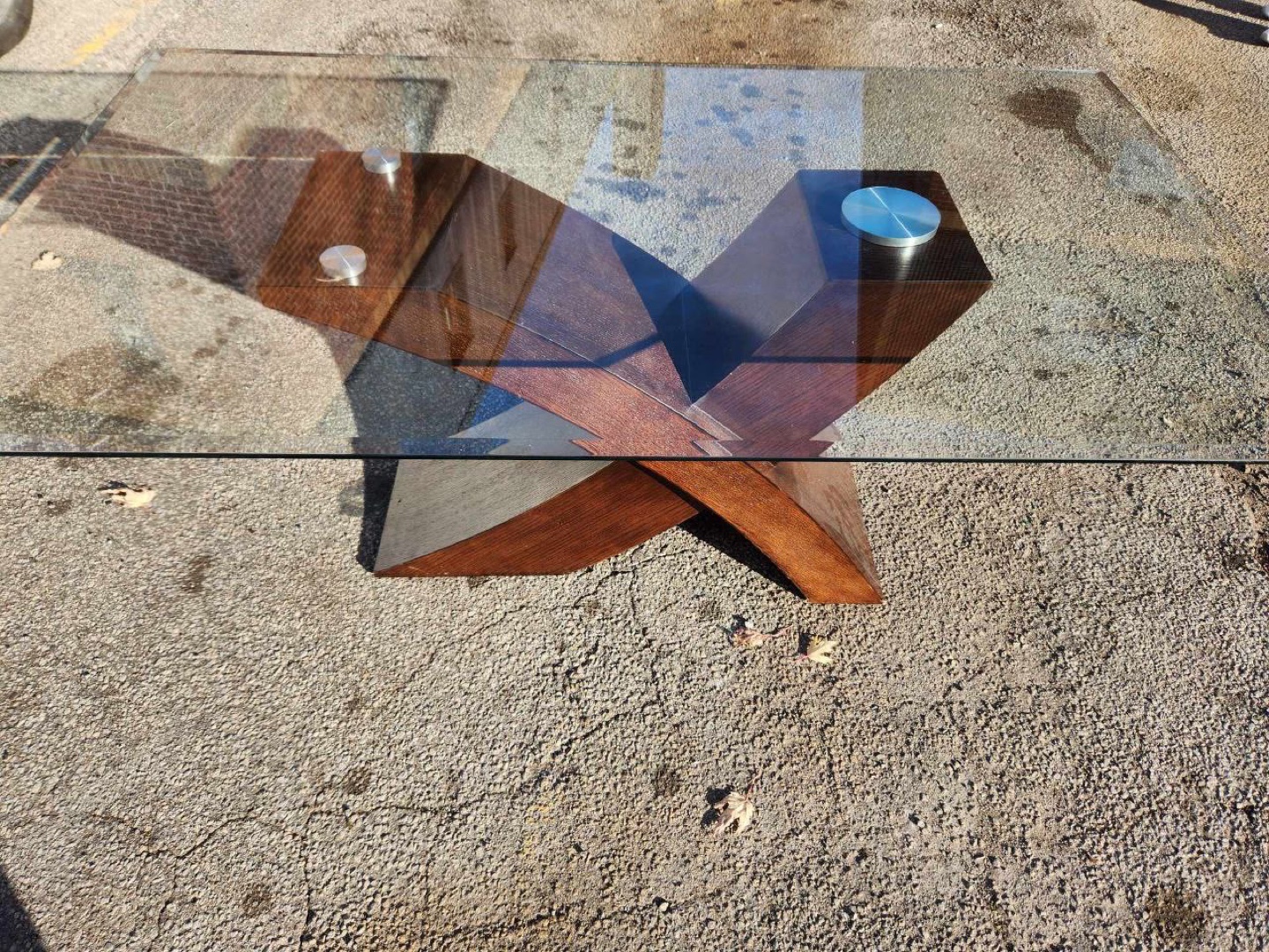 Glass and Wood Dinner Table - photo 5